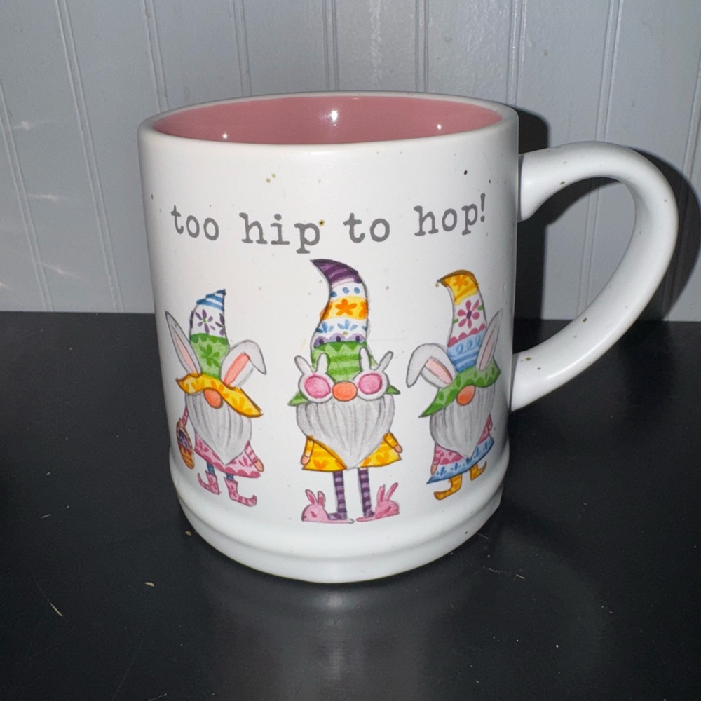 Easter Gnome Mug - White with Pink Interior